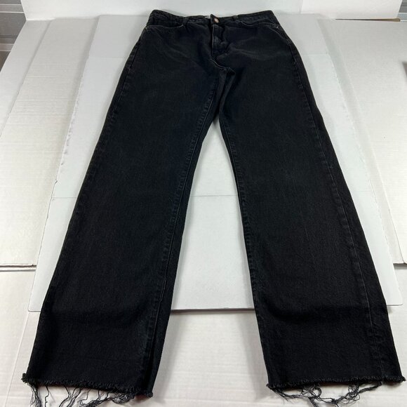 Zara Denim - Zara Jeans Women's 32x33* High Rise Wide Leg Black Raw Bottom Hem Denim Tag 10